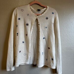 VINTAGE SPRING COLLECTION Cream Cardigan with Embroidered Details